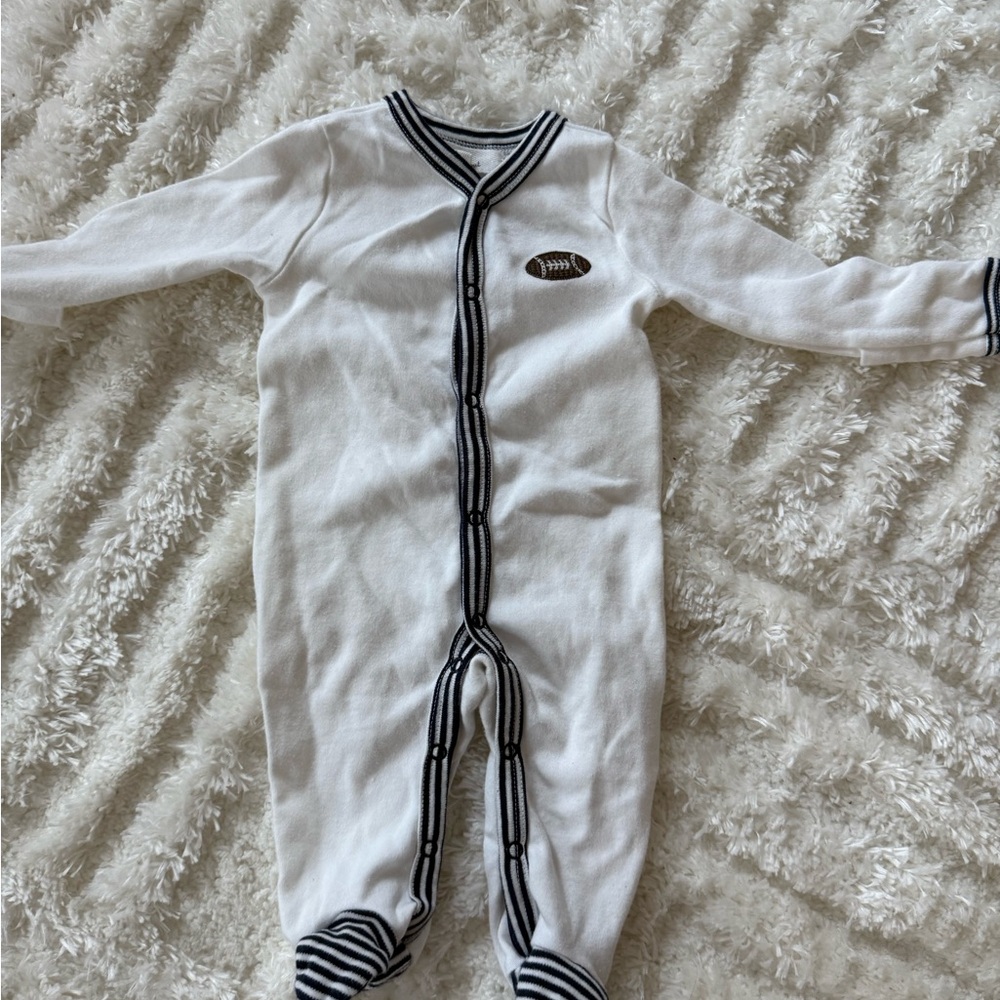 Starting Out Cozy White Footies One Piece